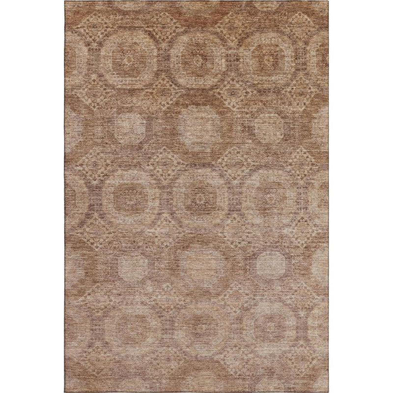 10' X 14' Copper And Beige Abstract Geometric Washable Area Rug With UV Protection
