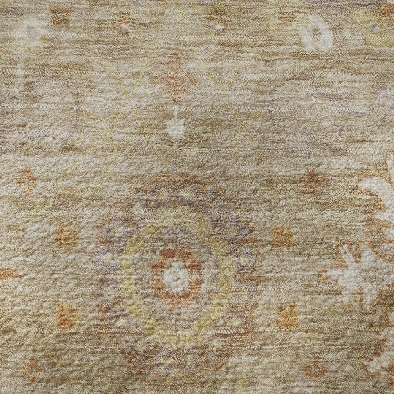 8' X 10' Beige Ivory And Gold Oriental Washable Area Rug With UV Protection