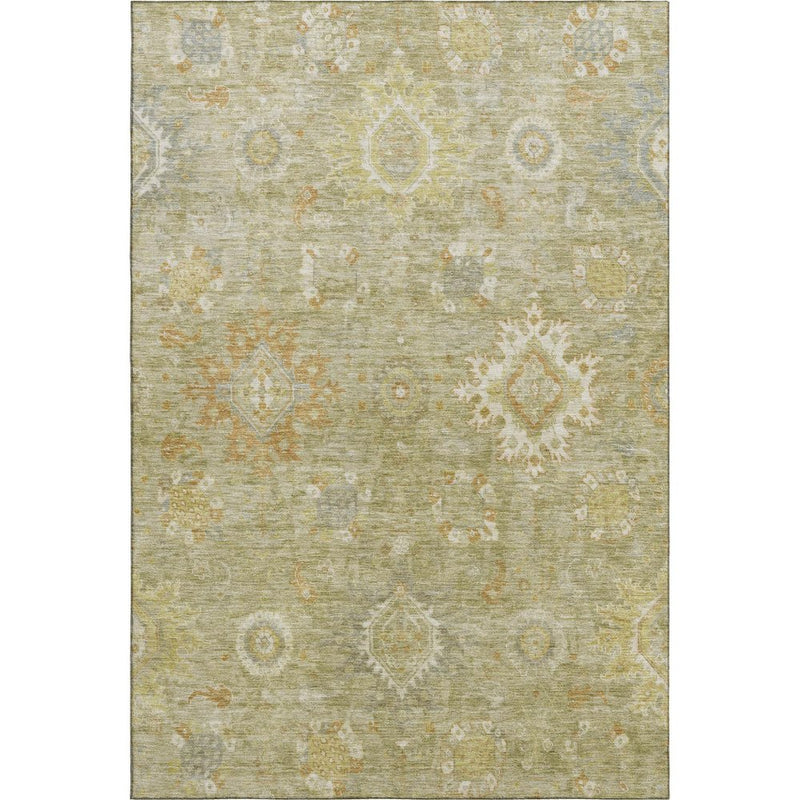 10' X 14' Sage Copper And Ivory Oriental Washable Area Rug With UV Protection