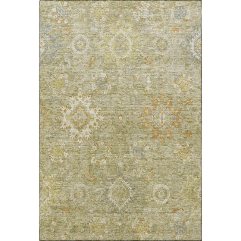10' X 14' Sage Copper And Ivory Oriental Washable Area Rug With UV Protection