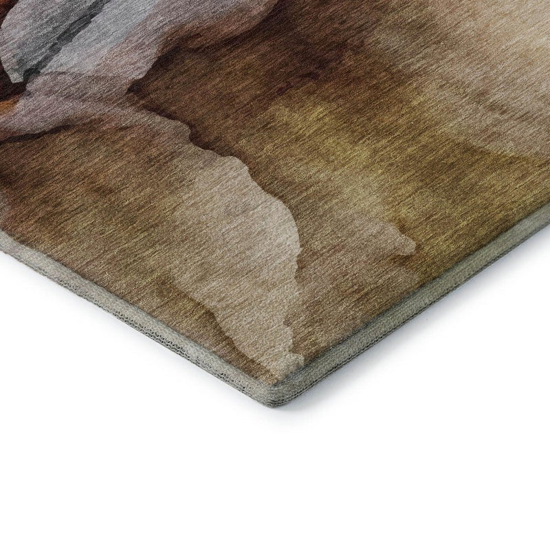 8' X 10' Rust Gray And Beige Abstract Washable Area Rug With UV Protection