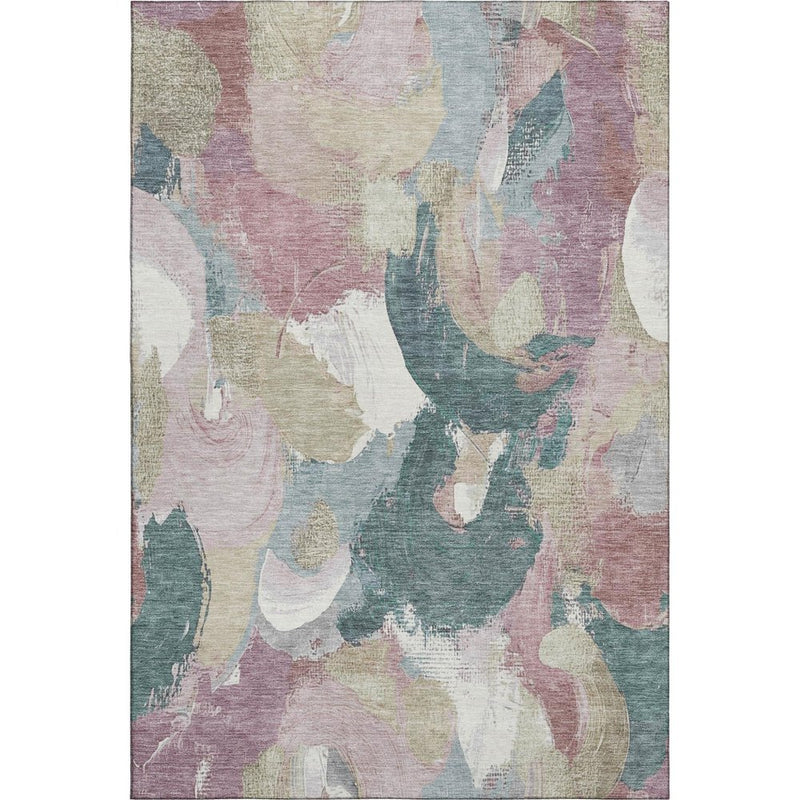 9' X 12' Mauve Beige And Blush Abstract Washable Area Rug With UV Protection