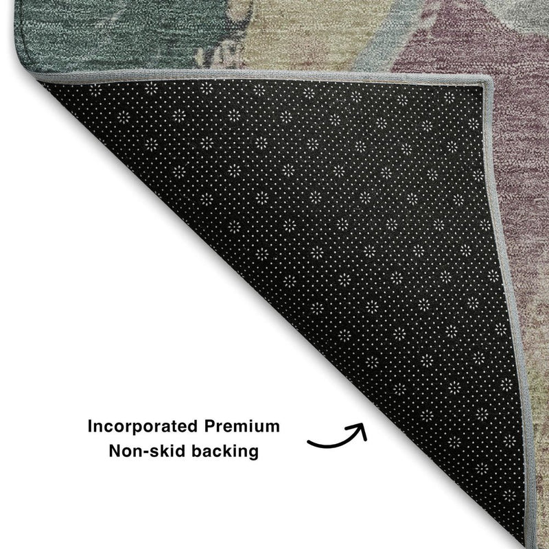 9' X 12' Mauve Beige And Blush Abstract Washable Area Rug With UV Protection