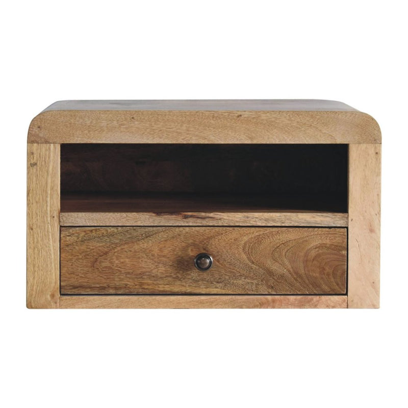 18" Brown Solid Wood One Drawer Floating Nightstand