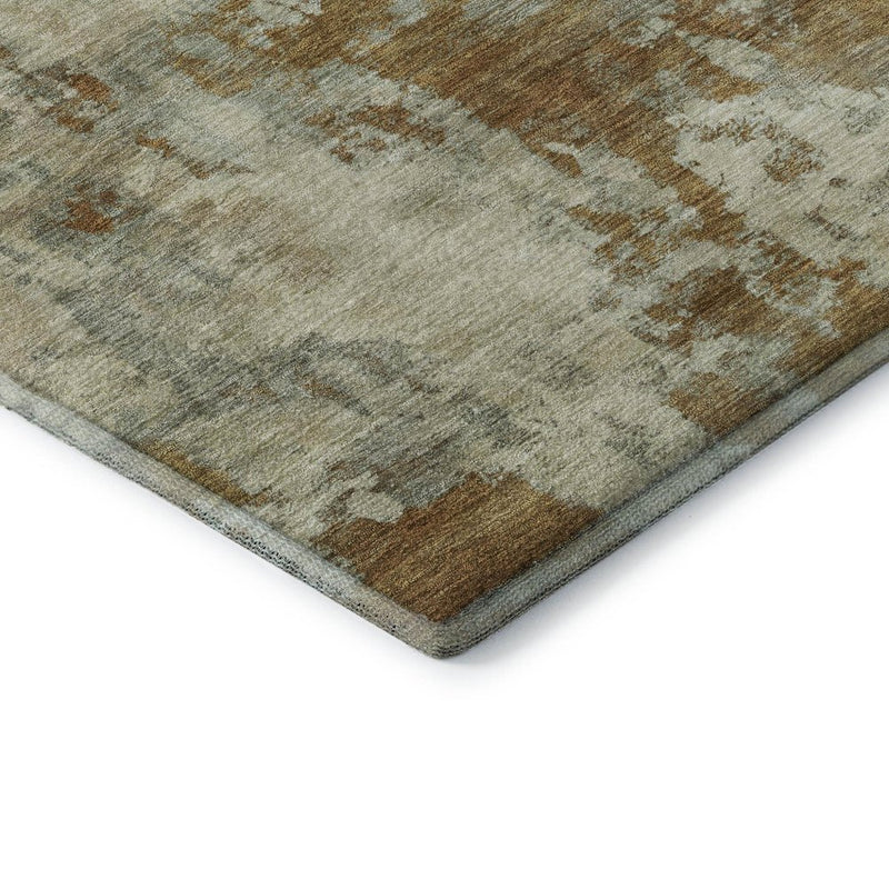 8' X 10' Terra Cotta And Beige Abstract Washable Area Rug With UV Protection