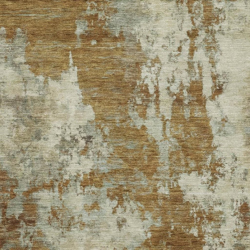 9' X 12' Terra Cotta And Beige Abstract Washable Area Rug With UV Protection