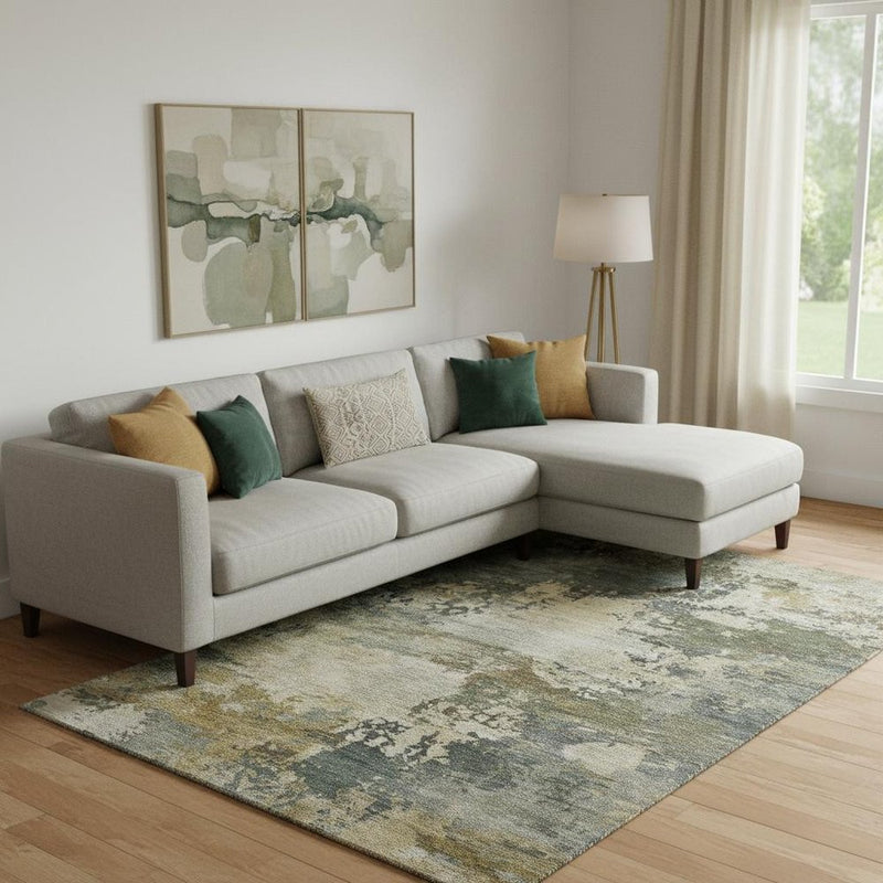 9' X 12' Gray And Beige Abstract Washable Area Rug With UV Protection