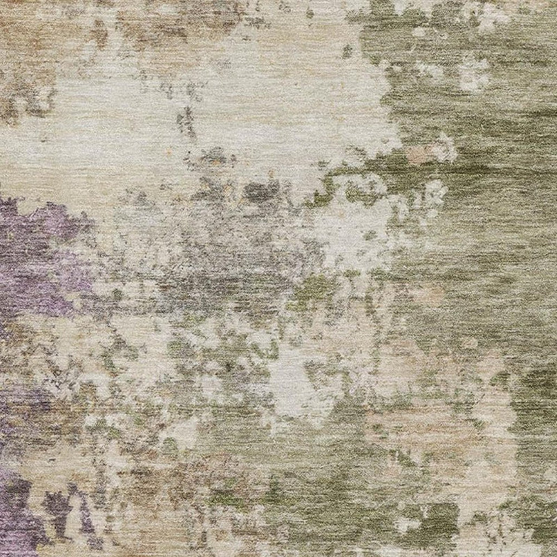 5' X 8' Beige And Purple Abstract Washable Area Rug With UV Protection