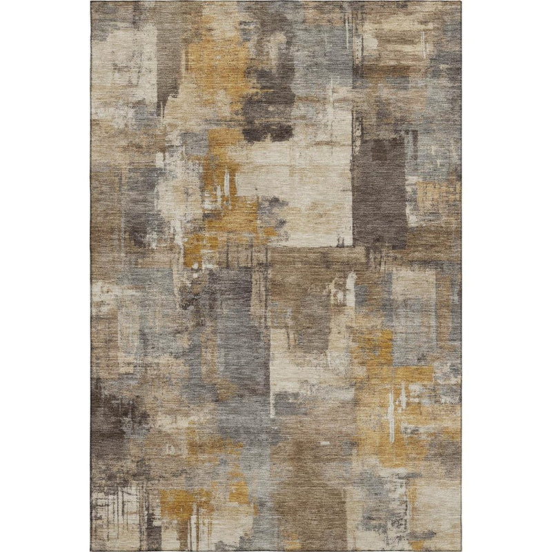 8' X 10' Brown And Beige Abstract Washable Area Rug With UV Protection