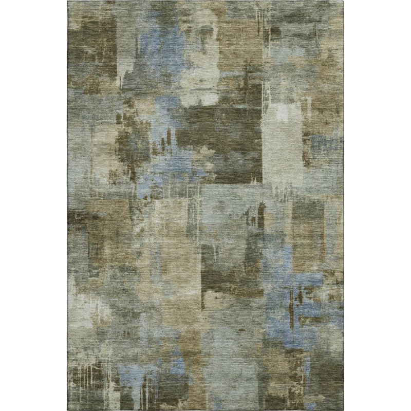 8' X 10' Green And Gray Abstract Washable Area Rug With UV Protection