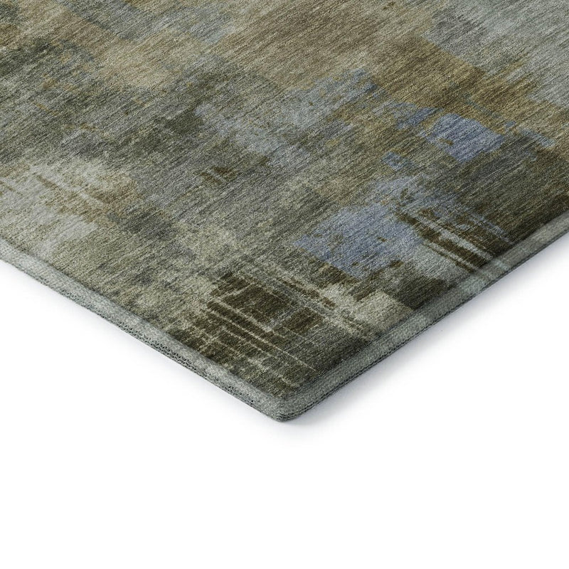 8' X 10' Green And Gray Abstract Washable Area Rug With UV Protection