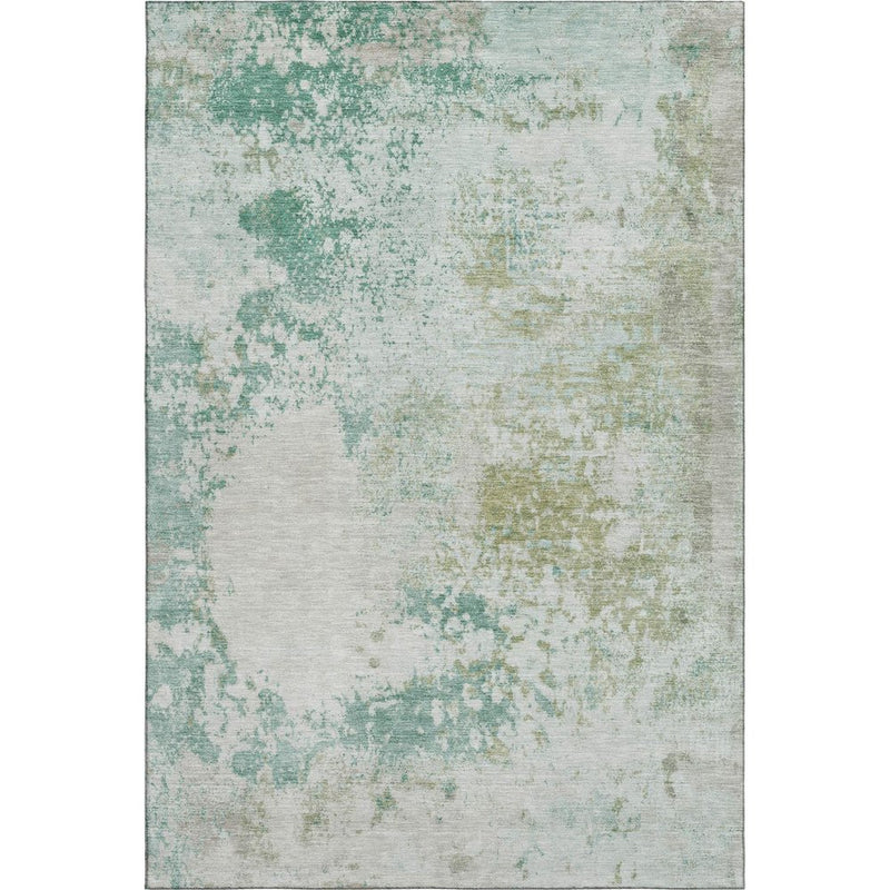 8' X 10' Light Taupe And Teal Abstract Washable Area Rug With UV Protection