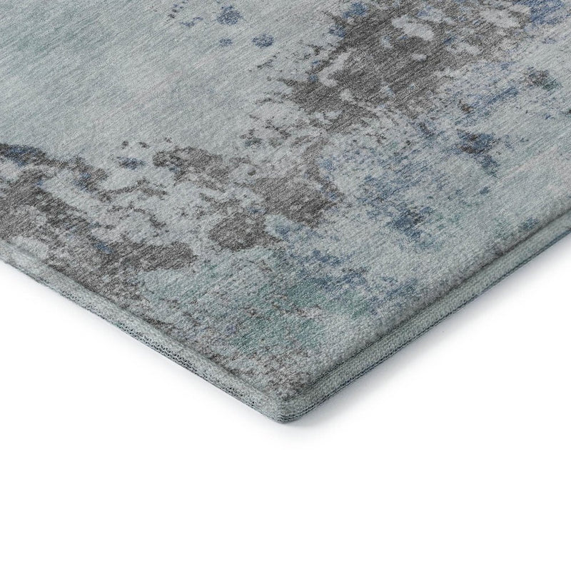 8' X 10' Turquoise And Gray Abstract Washable Area Rug With UV Protection