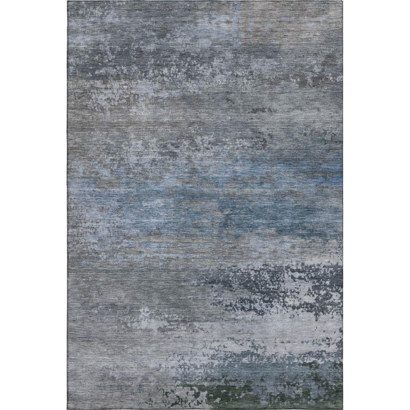 9' X 12' Pewter And Charcoal Abstract Washable Area Rug With UV Protection