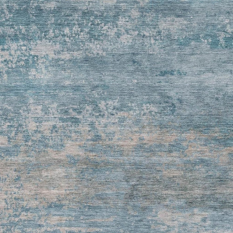 5' X 8' Sky Blue And Gray Abstract Washable Area Rug With UV Protection