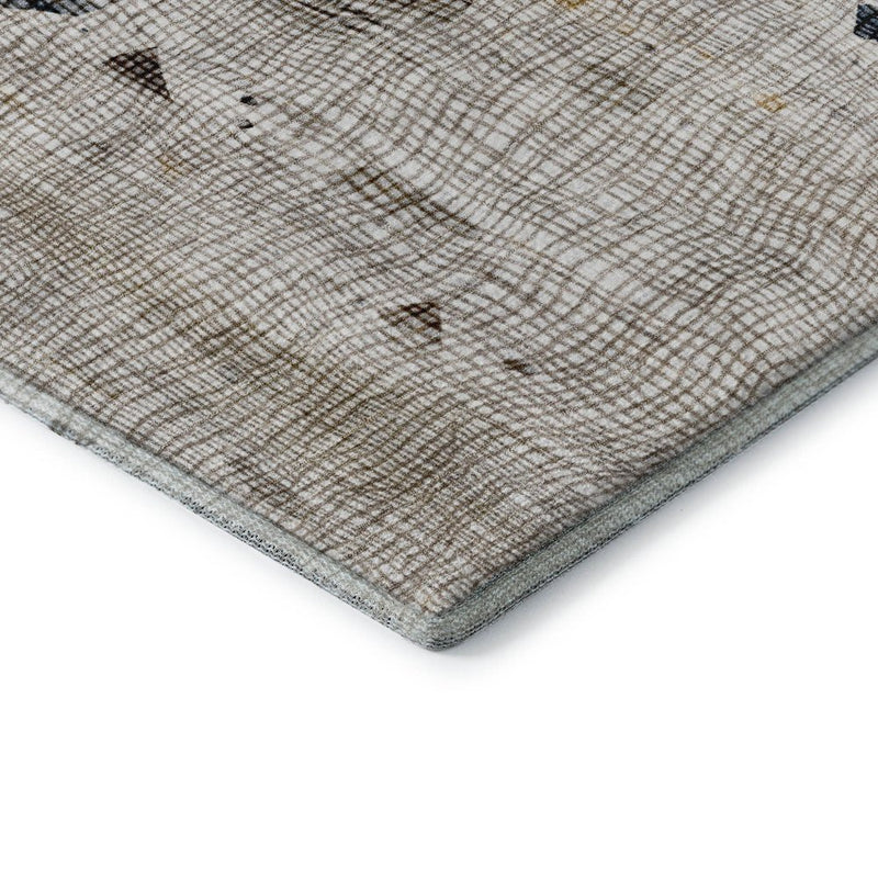 9' X 12' Linen And Beige Abstract Washable Area Rug With UV Protection