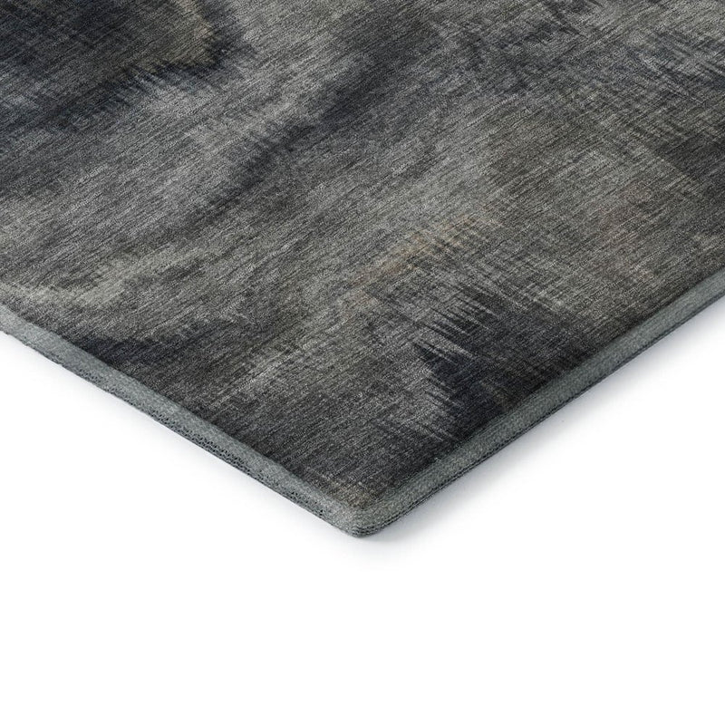 8' Gray And Silver Abstract Washable Round Rug With UV Protection