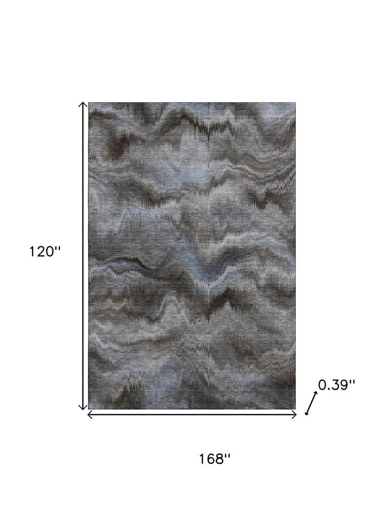 10' X 14' Taupe And Gray Abstract Washable Area Rug With UV Protection