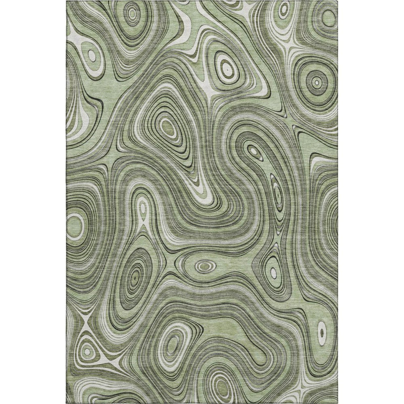 9' X 12' Sage And Ivory Geometric Washable Area Rug With UV Protection