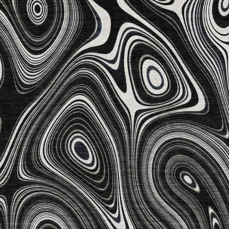 10' X 14' Black And Ivory Geometric Washable Area Rug With UV Protection