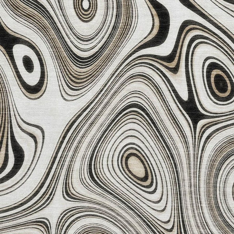 8' X 10' Ivory And Charcoal Geometric Washable Area Rug With UV Protection