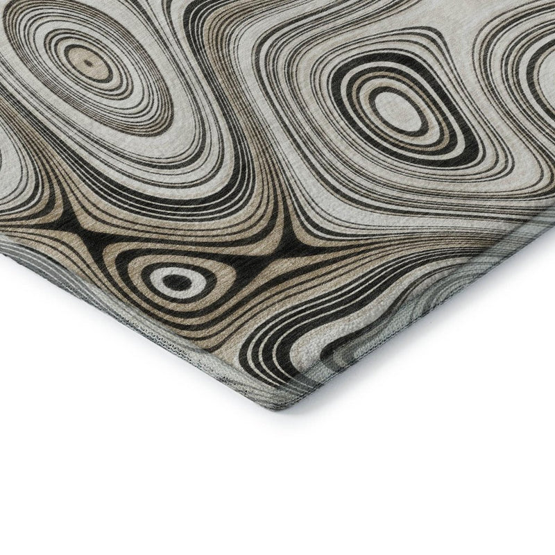 8' X 10' Ivory And Charcoal Geometric Washable Area Rug With UV Protection