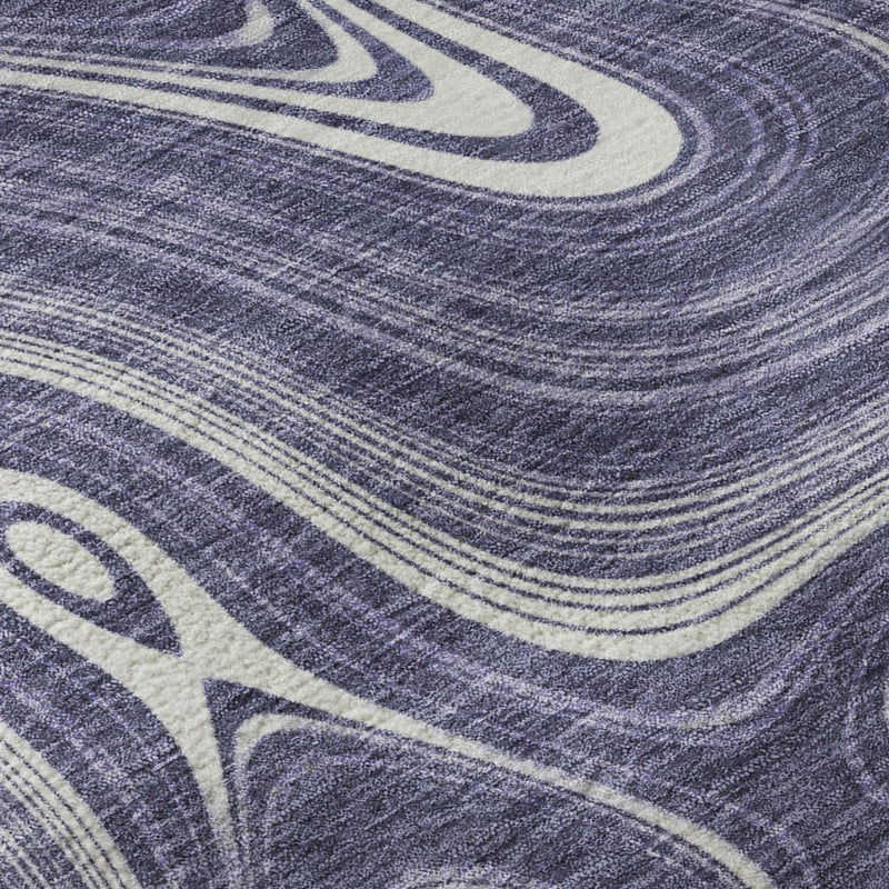 9' X 12' Plum And Ivory Geometric Washable Area Rug With UV Protection