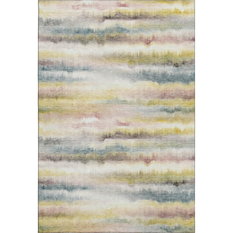 8' X 10' Gold And Ivory Striped Washable Area Rug With UV Protection