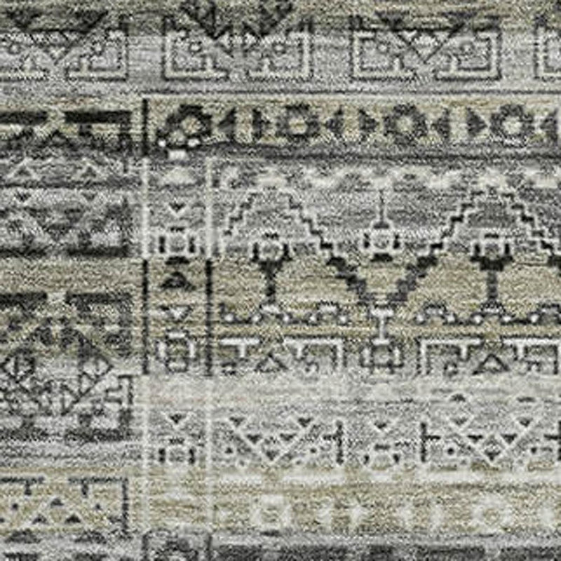 5' X 8' Pewter And Charcoal Striped Washable Area Rug With UV Protection