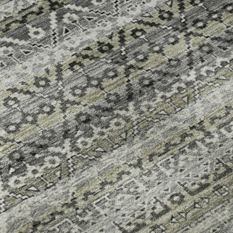 5' X 8' Pewter And Charcoal Striped Washable Area Rug With UV Protection