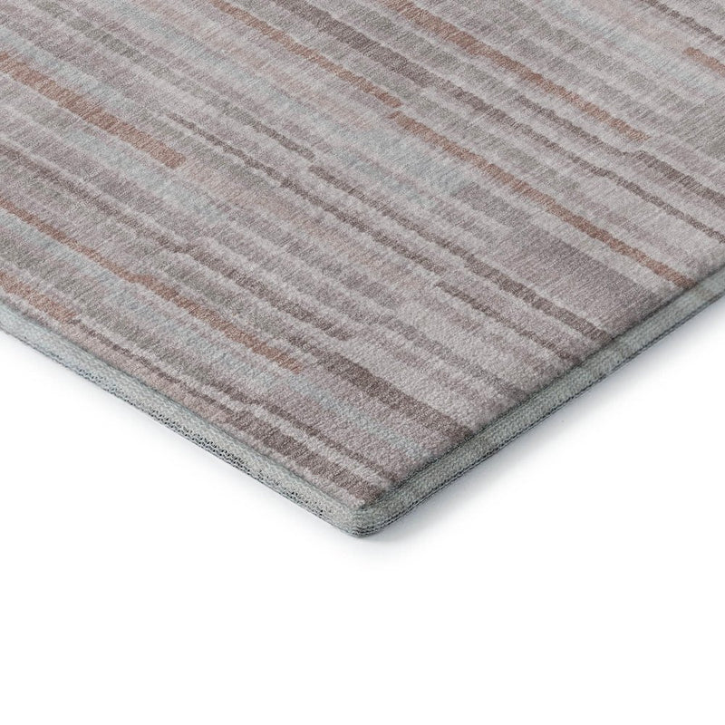 5' X 8' Coral And Beige Striped Washable Area Rug With UV Protection