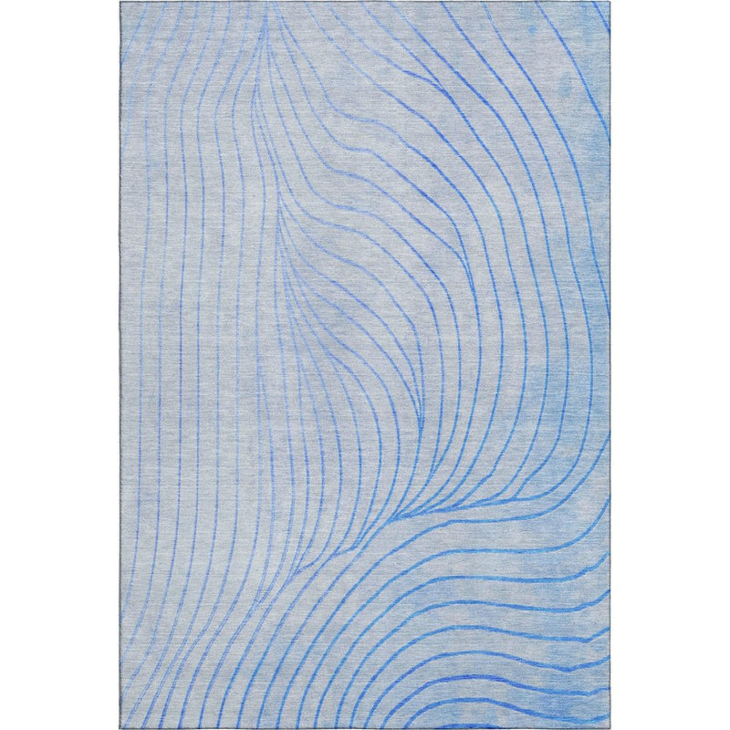 8' X 10' Blue And Silver Abstract Washable Area Rug With UV Protection