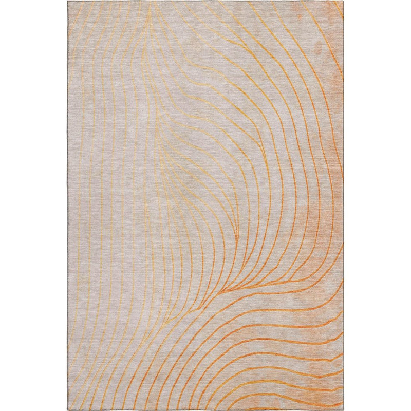 5' X 8' Orange And Silver Abstract Washable Area Rug With UV Protection
