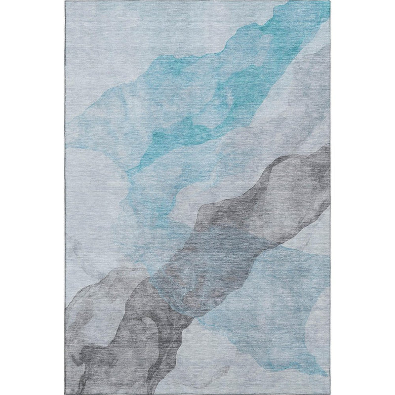8' X 10' Teal And Gray Abstract Washable Area Rug With UV Protection
