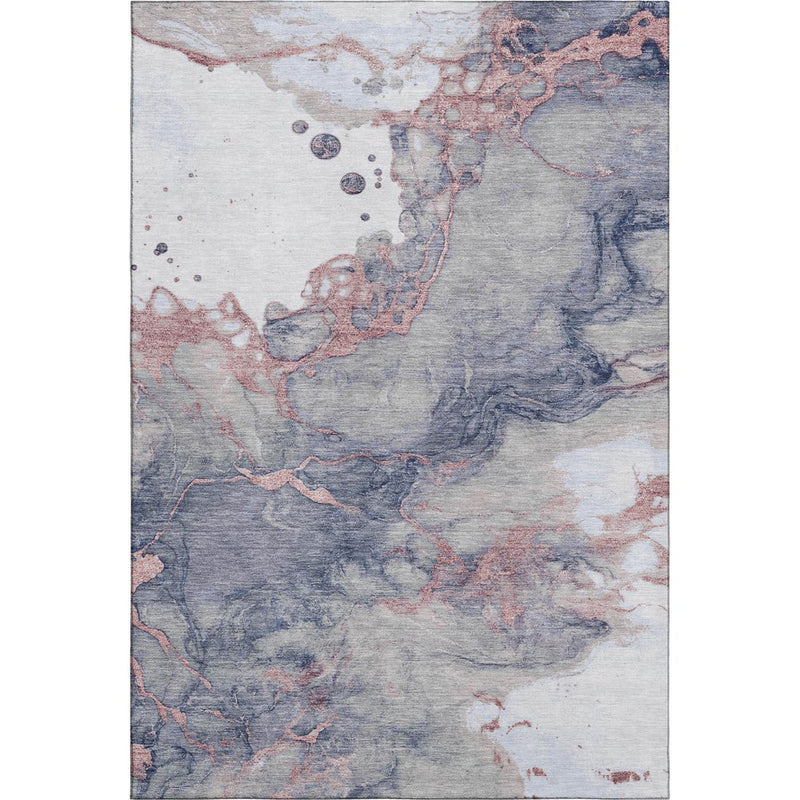 5' X 8' Blush And Gray Abstract Washable Area Rug With UV Protection