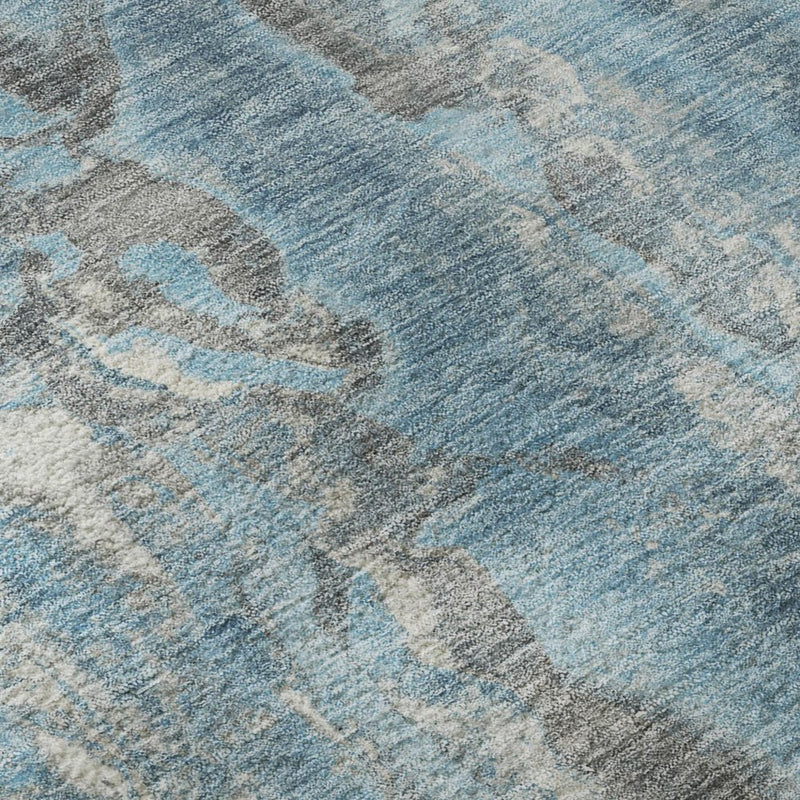 8' X 10' Denim Blue And Gray Abstract Washable Area Rug With UV Protection