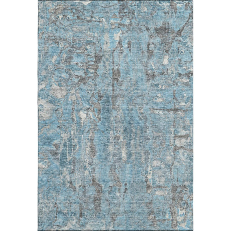 9' X 12' Denim Blue And Gray Abstract Washable Area Rug With UV Protection