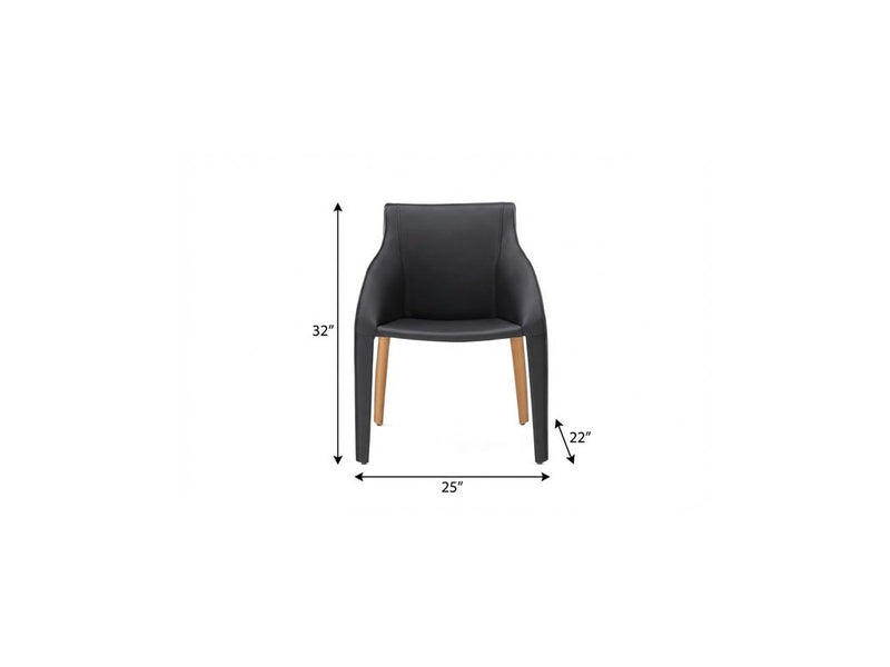 Black And Brown Faux Leather And Steel Dining Arm Chair