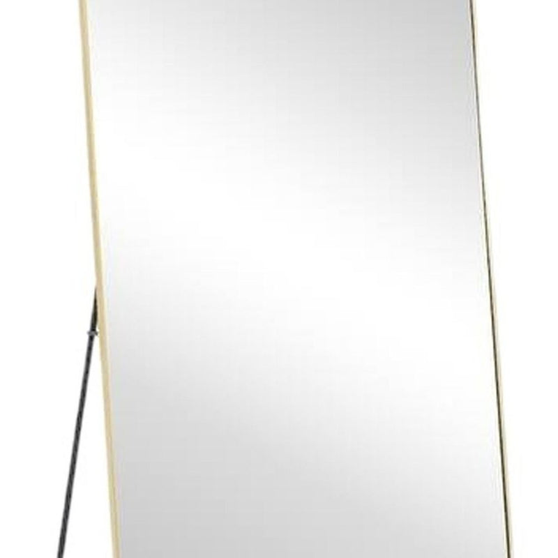 70" Gold Metal Wall Mounted Leaning And Freestanding Framed Standing Mirror