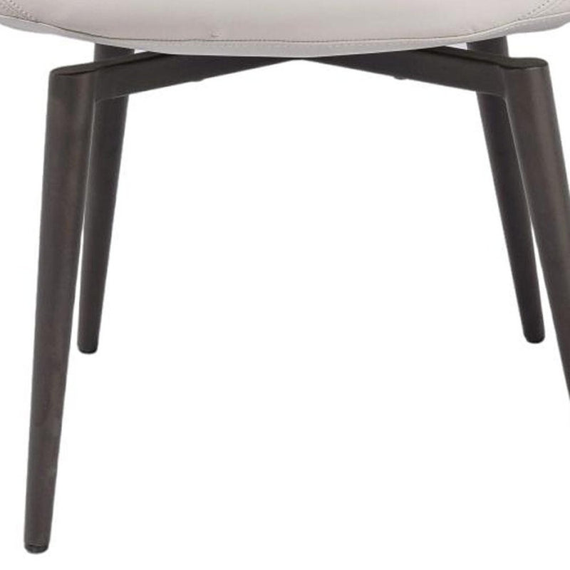 Light Gray and Black Faux Leather and Metal Dining Arm Chair