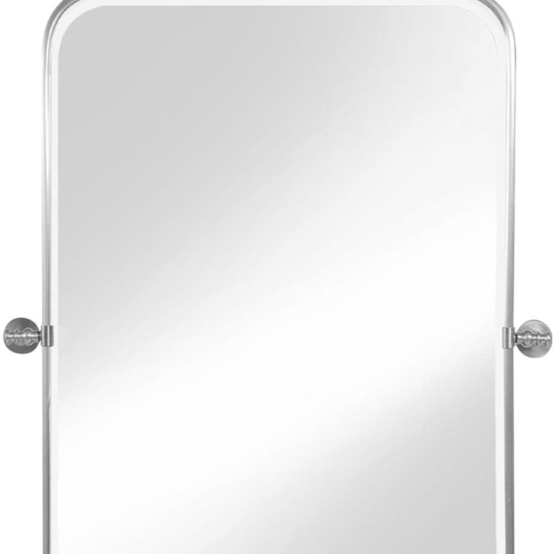 Set of Two Silver Iron Tilting Framed Bathroom Vanity Mirrors