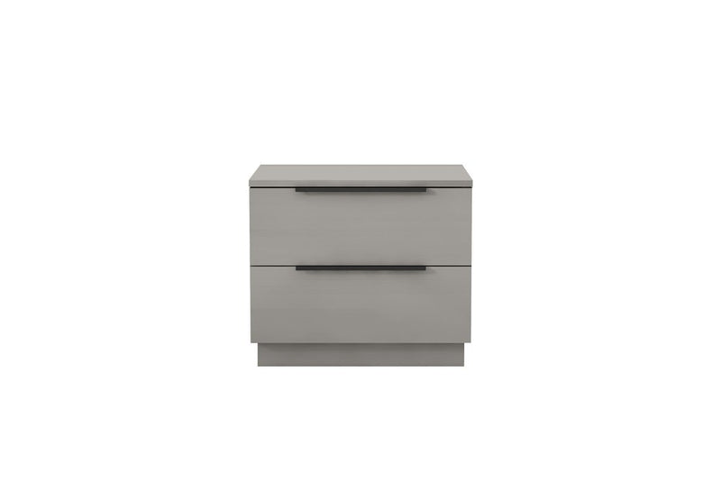 20" Light Gray Wood Two Drawer Nightstand