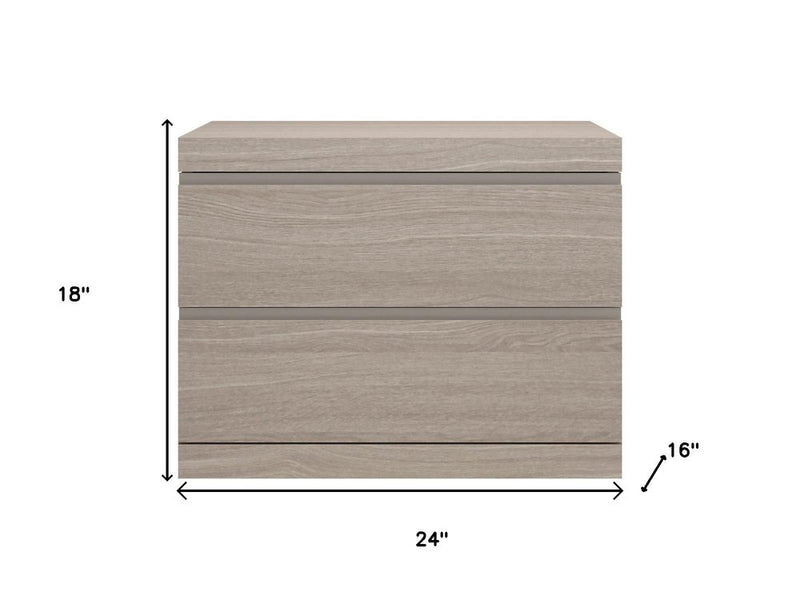 18" Beige Wood Two Drawer Nightstand