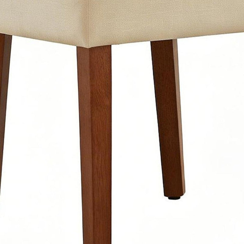 Set of Two Black and Brown Linen and Solid Wood Dining Side Chairs
