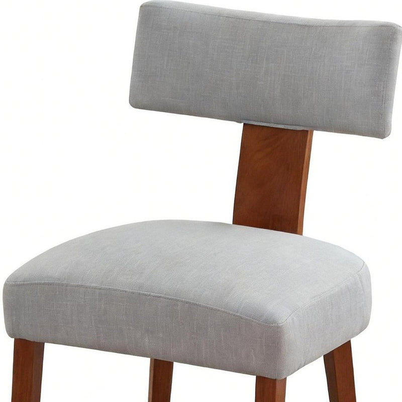 Set of Two Black and Brown Linen and Solid Wood Dining Side Chairs