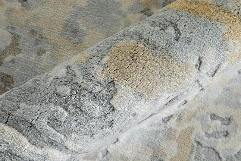 9' X 12' Blue And Ivory Abstract Hand Woven Area Rug