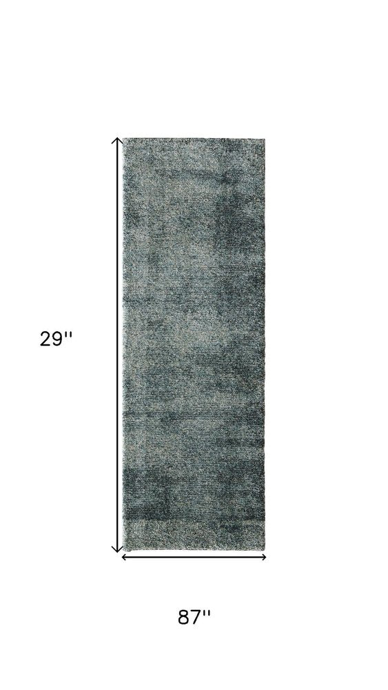 7' Blue And Ivory Abstract Area Rug