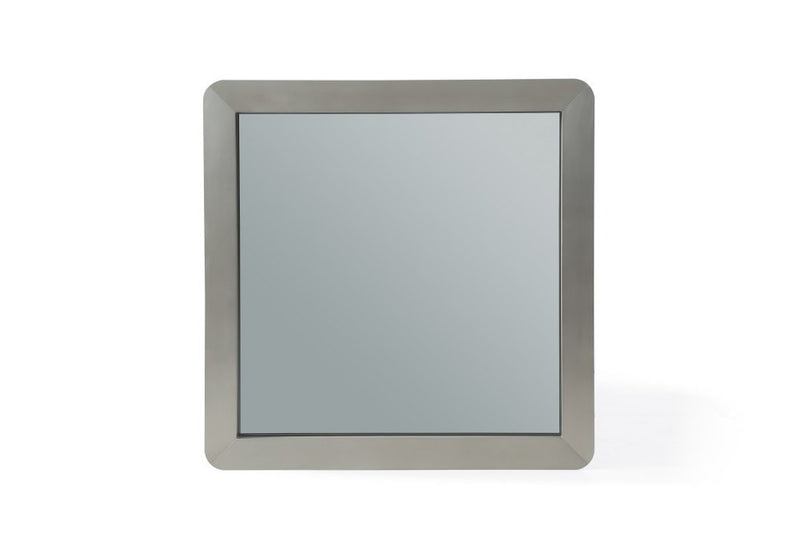 43" X 43" Gray And Silver Stainless Steel Square Framed Accent Mirror