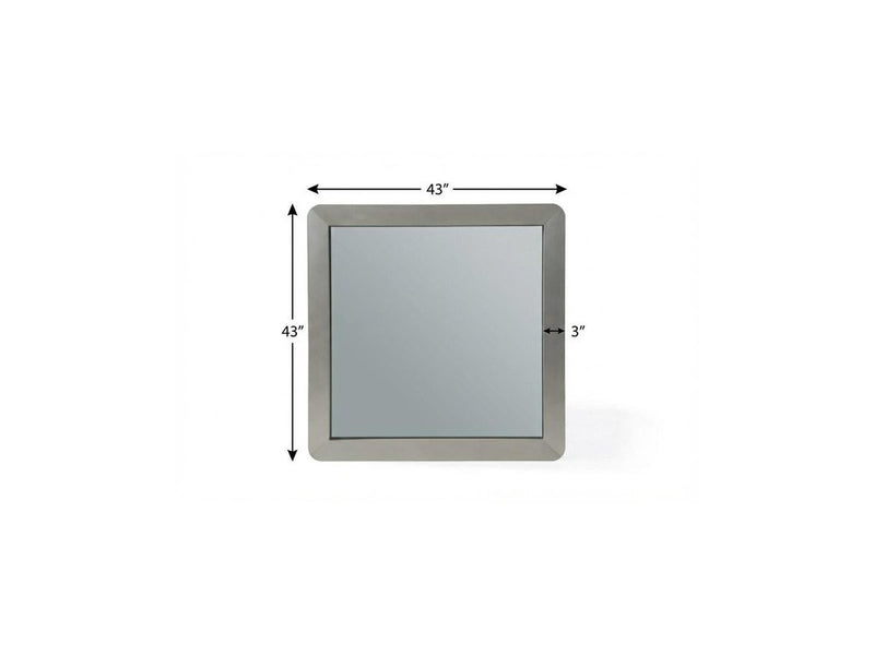 43" X 43" Gray And Silver Stainless Steel Square Framed Accent Mirror
