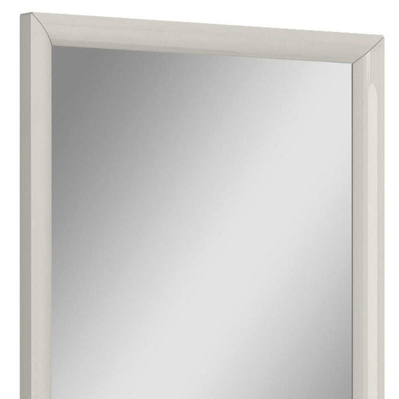 47" X 33" Light Gray Wood Framed Dresser Mirror